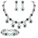 EVER FAITH Elegant Wedding Jewelry Green Cubic Zirconia Floral Leaves Water Drop Bridal Prom Necklace Dangle Earrings Bracelet Set for Women Bride