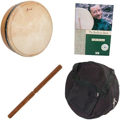 Roosebeck Tunable Mulberry Bodhrán T-Bar 14-by-3.5-Inch Deluxe Package w/Gig Bag, Tipper &amp; Bodhran Instruction Book &amp; CD