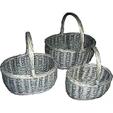 Garden & DIY Online Shop Ranking 9369. PICNIC - Set of 3 Round Handled Wicker Baskets - Grey