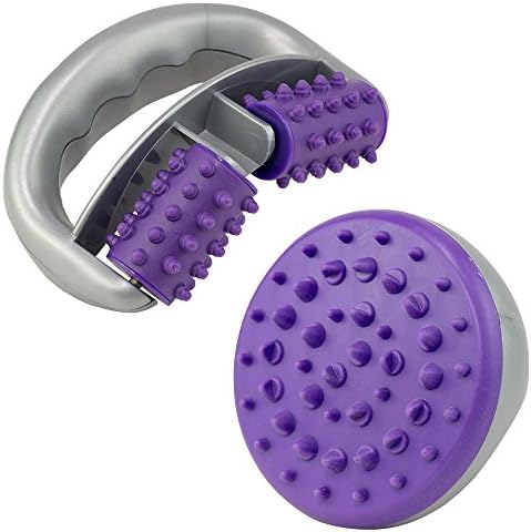 (2 Pack) Anti-Cellulite MASSAGER SET w/ Cellulite Roller &amp; Brush Mitt for Effective Cellulite Treatment and Reduction - Remove Toxins, Increase Circulation