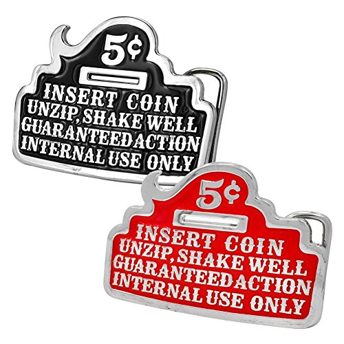 Buckle Rage Adult Mens 5 Cent Always Open Bottle Opener Belt Buckle Color