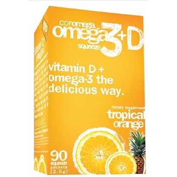 Set A Shopping Price Drop Alert For Coromega Omega3 Squeeze with Vitamin D3, Tropical Orange, 90 Count