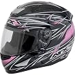 AFX Line Multi Adult FX-95 Sports Bike Motorcycle Helmet w/ Free B&F Heart Sticker Bundle - Black/Pink