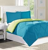 Home Essence Chadwick Microfiber Full/Queen Down Alternative Comforter Mini Set, Turquoise/Lime