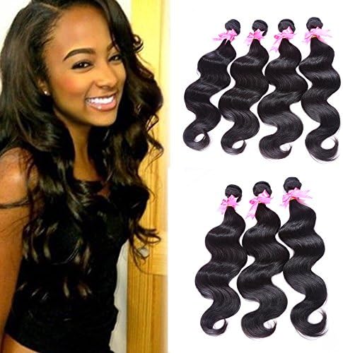 Peony Hair 8A Grade Brazilian Body Wave hair 4 bundles Remy Human Hair extension Uprocessed Virgin Hair Natural Color (16 18 20 22, natural color)