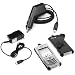 Black Swivel Belt Clip Holster + Rapid Car Charger + Home Travel Charger for Blackberry 8130 Pearl Smartphone