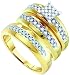 Beautiful Yellow Gold 3pc. Genuine Diamond Set For Him and Her " Size 7 For Her and Size 10 For Him " "