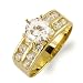 Cheap 14k Yellow Gold Ring CZ Cubic Zirconia Womens Engagement Anniversary On Sale