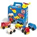 Heros Deluxe Wooden Vehicle Set incl. Fire Truck, Ambulance, Tow Truck, Police Car and Helicopter. Ages 3 & up.