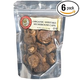 Aromatica Organics Shitake Mushroom Caps, 1.25-Ounce Bags (Pack of 6)
