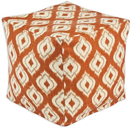 Chooty Macie Pumpkin KE Zippered Beads Footstool, 12.5 by 12.5-Inch, Orange/Tan/Cream