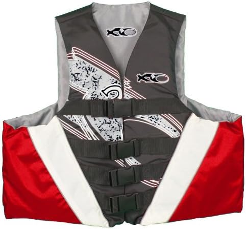 X20 4 Buckle Deluxe Dual Sized USCG Approved Floatation Life Vest (Red, XX-Large/XXX-Large)