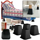 4 Pack of Black Bed Raisers 6 Inches - As Seen on TV