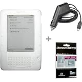 Clear Semi-transparent Amazon Kindle 2 E-Book Reader Silicone Rubber Skin Case + Kindle2 Car Charger + Kindle2 Anti Scratch LCD Screen Protector