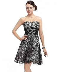 A-line Strapless Sweetheart Natural   Waistline Lace Cocktail Short  Dress