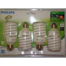 Philips 417097 Energy Saver 23-Watt 100W Soft White CFL Light Bulb, 4-Pack: Home Improvement