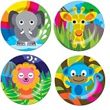 French Bull Kids 8 Inch Melamine Plate Set of 4, Jungle