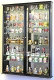 XL Mirror Backed and 11 Glass Shelves Shot Glasses Display Case Holder Cabinet , Black