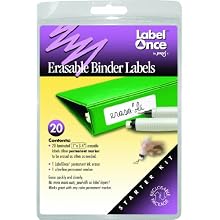 Erasable Binder Labels Starter Kit, 20 labels