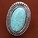 Yazilind Rimous Oval Turquoise Tibetan Silver Striking Simplicity Adjustable Ring