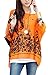 Uget Women's Boat Neck Loose Dolman Sleeve Tops Bohemian Chiffon Blouse T Shirt Plus Size Free Size Orange