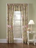 Romantic Rose Garden Pink and Green Window Curtain Panel Five Piece Set