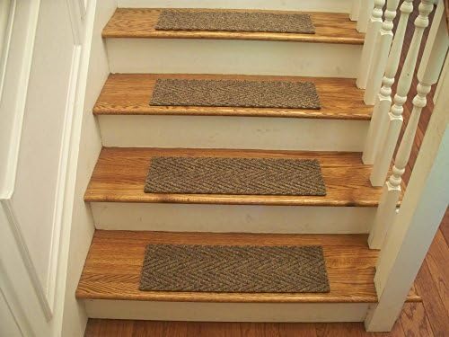 Essential Carpet Stair Treads - Style: Herringbone - Color: Best Beige Brown - Size: 24" x 8" - Set of 15