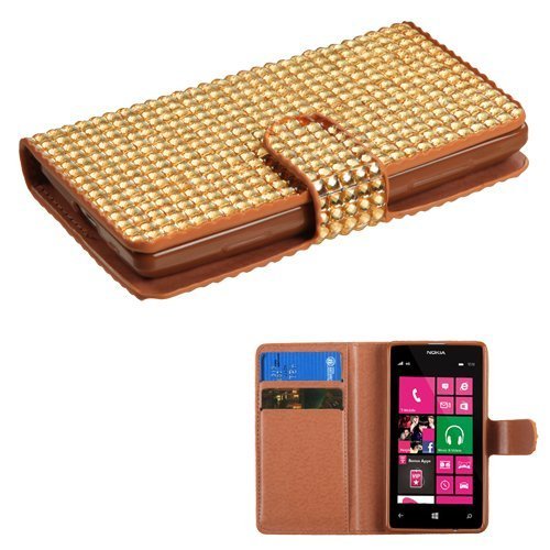 MYBAT Gold Diamonds Book-Style MyJacket Wallet (with Card Slot)(824) (with Package) for NOKIA 521 (Lumia 521)