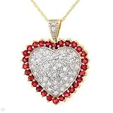 Diamond Ruby Heart Gold Pendant Necklace