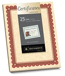 Southworth Copper Parchment Certificates, Red and Brown Ink, 25 Count (CT5R)