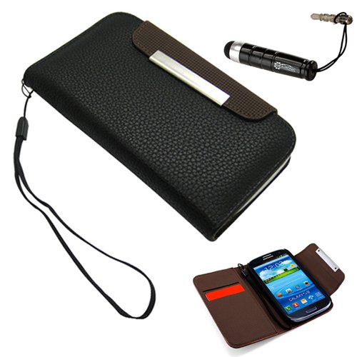 Black Wallet PU Leather case Card Holder Flip Case Cover for Samsung i9300 Galaxy S3 III