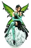 Large Green Winged Bubble Fairy Statue Faerie Figure