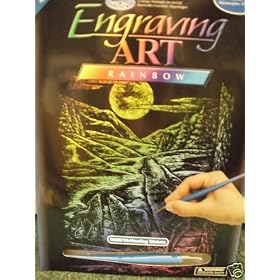 HOWLING WOLF WOLVES RAINBOW FOIL ENGRAVING ART & TOOL