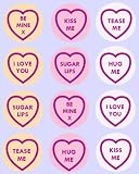 12 Love Heart Sweets Toppers rice paper fairy / cup cake 40mm pre cut decoration Love hearts Valentine