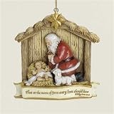 Pack Of 8 The Kneeling Santa Claus With Baby Jesus Christmas Ornaments