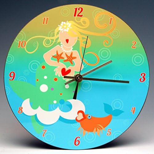 8" Round Mermaid Wall Clock ~ a whimsical ready-to-hang decorative piece of wall art for any room in the house.