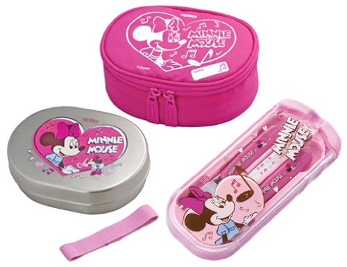 THERMOS ディズニーミニー ランチ&トリオセット 【Amazon.co.jp限定】 フレッシュランチボックス DBR-282DS P &ランチトリオセット【スプーン・フォーク・ハシ】 CPD-165DS P