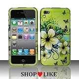 Rubberized Green Hawaiian Flower Snap on Design Case Hard Case Skin Cover F ....