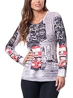 PEACE&LOVE BY CALAO Camiseta Manga Larga (Gris / Rojo)