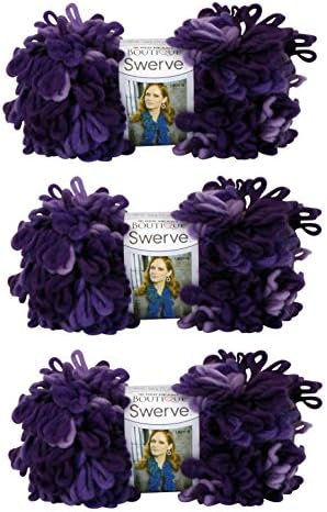Coats &amp; Clark Red Heart Boutique Swerve Yarn Pack of 3: Purply
