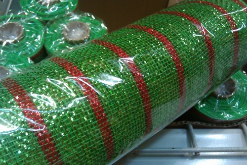 Deco Mesh Design - Wide Lime Thin Laser Red Deluxe Stripe Deco Poly Mesh 21