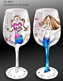 Bottom's Up 15-Ounce Pawprints on My Heart Handpainted Wine Glass
