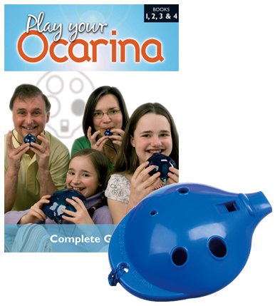 Produkt-Bild: Englische Okarina BLAU und COMPLETE Play your Ocarina Books 1, 2, 3 & 4, als Set