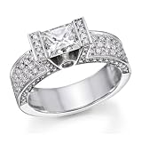 Certified, Princess Cut, Solitaire Diamond Ring in 14K Gold / White (1 ct, F Color, SI2 Clarity)