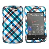 For Blackberry Storm 2 Storm2 Hard Case Plaid Blu Brown