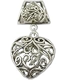 1set Alloy Plate Silver Tube Side with Hollow Heart Jewelry Necklace Findings Pendant Scarf Charms
