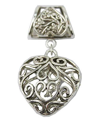 1set Alloy Plate Silver Tube Side with Hollow Heart Jewelry Necklace Findings Pendant Scarf Charms