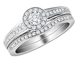 Diamond Engagement Ring  Wedding Band Set 1/2 Carat (ctw) in 14K White Gold (Certified)