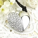 Crystal Heart Shape Jewelry USB Flash Drive with Necklace:8GB(Silver)