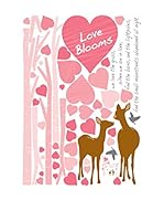 Ambiance Live Vinilo Decorativo Pink hearts and deers Multicolor